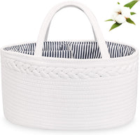 Baby Diaper Caddy, Nursery Storage Bin and Car Organizer for Diapers and Baby Wipes, Cotton Rope Diaper Basket Caddy, Changing Table Diaper Storage Caddy